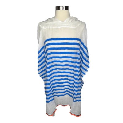 Encubrimiento de natación con capucha a rayas Lemlem Lilly talla única azul blanco ligero suave Foto 1 de 4