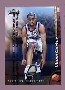 1998-99 Topps Finest Vince Carter W/ Protective Coating Peel RC #230 Raptors - Picture 1 of 13