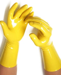 Guantes cortos de látex amarillo talla S,M,L,XL - Imagen 1 de 3