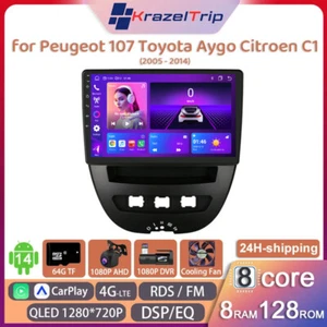 8 Core Car Radio for Peugeot 107 Toyota Aygo Citroen C1 2005 - 2012 2013 2014 4G - Picture 1 of 27