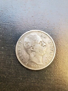 Rare King D'Italia Umberto I 2 Liras 1884 R - Picture 1 of 2