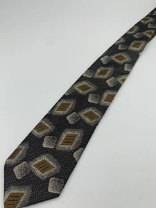 VTG Robert Talbott Tie Best of Class Gray Brown Tan Geometric Silk Hand Made USA - Picture 1 of 3