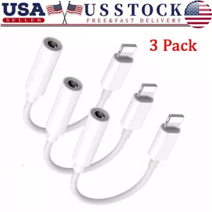 3X For iPhone Headphone Adapter Jack 8Pin to 3.5mm Aux Cord Dongle Converter USA - Picture 1 of 14