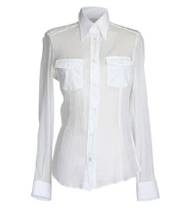 Camisa de crepé Dolce & Gabbana blanca con botones 44/8 como nueva - Imagen 1 de 4