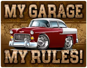 1955 Chevy Belair Hardtop My Garage My Rules Wall Art Graphic Sticker - Picture 1 of 4
