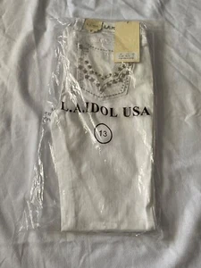 L.A. Idol USA White Bootcut Jeans W/ Embellished Pockets Size 13 - Picture 1 of 10