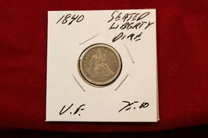 1840 UNITED STATES SILVER SEATED LIBERTY DIME,  NO DRAPERY VARIETY - Picture 1 of 3