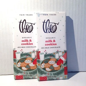 Theo Chocolate Holiday Milk and Cookies 45% Milk Chocolate Bar, 3 Ounce x 2 Bars - Picture 1 of 4