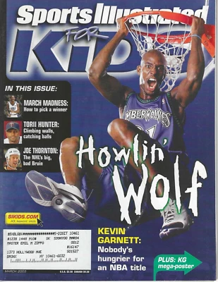 KEVIN GARNETT - Sports иллюстрированный для детей - март 2003 - HOF - подлинный - Изображение 1 из 2