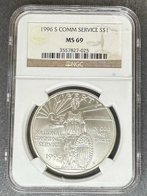 1996-S Community Service Dollar NGC MS-69, Buy 3 Items, Get $5 Off! - Image 1 of 2