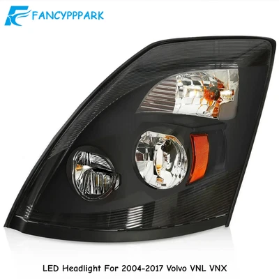 For 2004-2017 Volvo VNL VNX Black LED Headlight Lamp Assembly Driver Left Side Foto 1 de 4