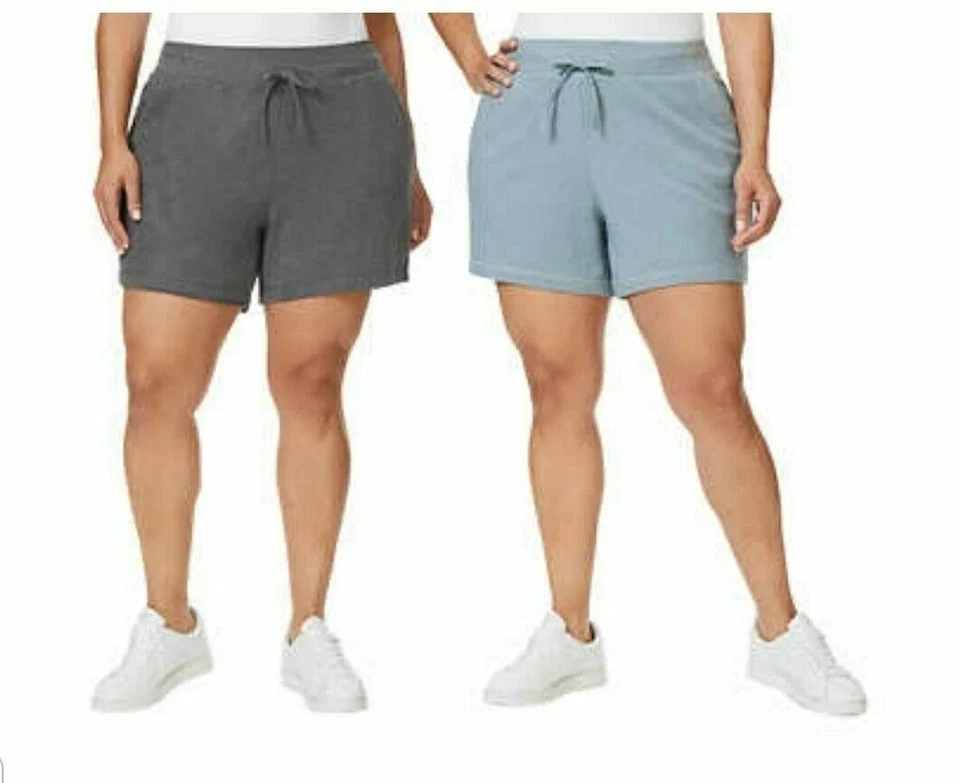 32 Degrees Cool Women 2pack Pull on Shorts Heather Charcoal/heather Lead L