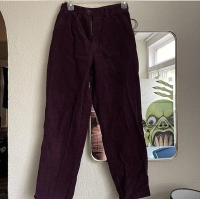 Pantalones de pierna recta vintage de pana púrpura profundo para mujer Foto 1 de 4