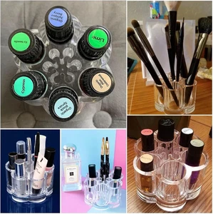 Cosmetic Organizer Makeup Case Clear Acrylic 12 Slots Holds Lipstick Eyeliner - Picture 1 of 11