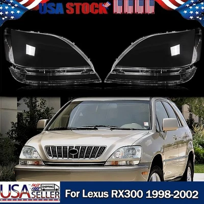 For Lexus RX300 1998-2002 Pair Front Headlight Headlmap Lens Cover Left Right - Image 1 of 4