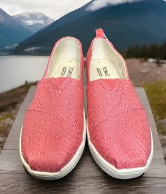 Toms Zapatos Juveniles 6, Para Mujer 7.5 Alpargata Sin Cordones Planos Puesta de Sol Coral Lona Nuevos Foto 1 de 4
