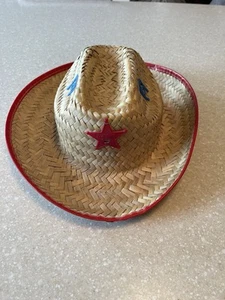 Vintage 1990s Kids Straw Sheriffs Hat With Badge Star Cowboy Western - Picture 1 of 13