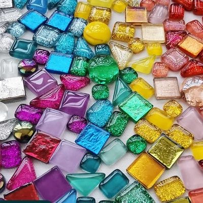 MARKENLOS Mosaiksteine Bunt Mosaik Steine Bunt Glasmosaiksteine Bastelmix - Polygonal Sort