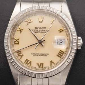 Rolex Datejust 36mm 16220 Beige Elfenbein Zifferblatt Motor-Dreh Jubilee Uhr - Bild 1 von 9
