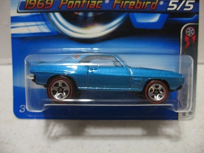 2006 Hot Wheels 5/5 красная линия синий 1969 Pontiac Firebird #100 5 спиц - Изображение 1 из 4