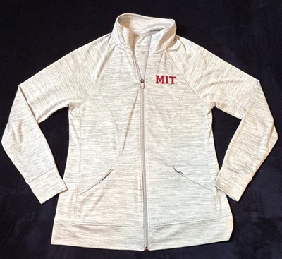 Chaqueta MIT University para mujer S/M cremallera completa gris jaspeado ligera bordada Foto 1 de 4