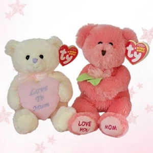 💖 MY MUM & DEAR MOM 💖 Set of 2 - 2006 TY Beanie Babies Bears - MWMT'S - Picture 1 of 11