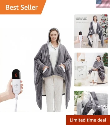 Manta térmica eléctrica portátil con bolsillo para los pies, manta térmica portátil con Foto 1 de 4