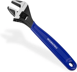12-Inch Adjustable Wrench, Wide Jaw Black Oxide Cr-V Steel Wrench, Metric & SAE - Picture 1 of 12