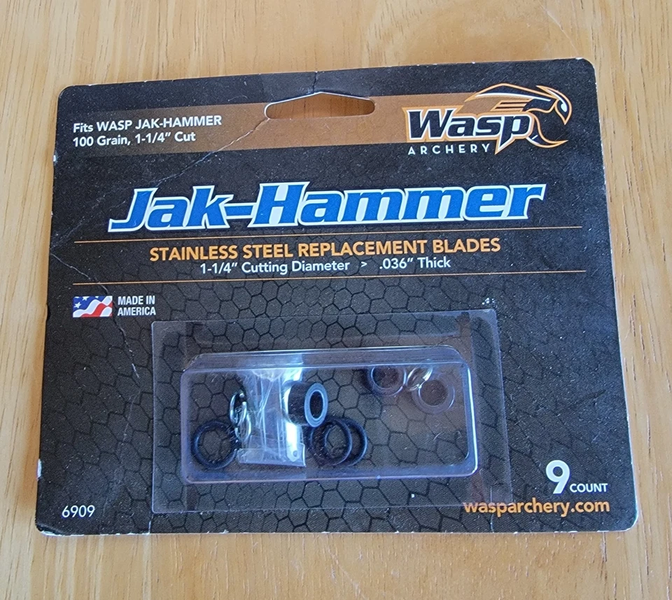 9 PK NEW WASP ARCHERY 6909SS JAK-HAMMER-SST BROADHEAD REPLACEMENT BLADES 100 GR - Image 1 of 1