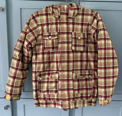Burton Snowboard Coat Child L Yellow Red Plaid - Image 1 of 4