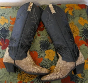 Tony Lama Black Label Womens Western Cowgirl Boots Style 62002 Python Size 5.5 M - Picture 1 of 24