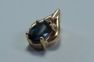 14K Gelbgold Saphir und Diamant Anhänger - Bild 1 von 4