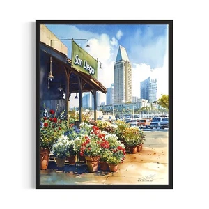 San Diego Flower Market background Photo Art Print Poster Wall Art Painting - Picture 1 of 7