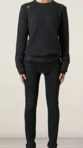 NEW AUTHENTIC DIESEL DISTRESSED BLACK SWEATER WOMENS SIZE SMALL - Picture 1 of 11