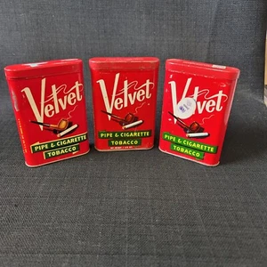 3 Velvet Pipe & Cigarette Tabacco Tin Each Different - Picture 1 of 7