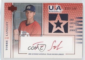 2005 USA Baseball Junior National Team Signed Jersey Red Ink Torre Langley Auto