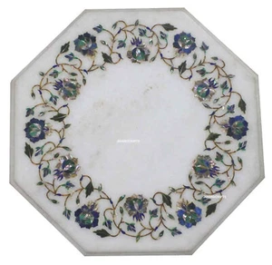 2'x2' Marble Console Center Table Top Rare Malachite Floral Inlay Hallway Decor - Picture 1 of 5