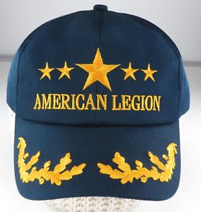 American Legion Hat OSFA blue snapback oak leaves 5 stars K Products USA vintage