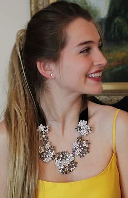 Kate Spade Meadowsweet Statement Necklace Wildflower cluster silver stud earring - Image 1 of 4