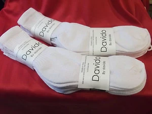 Mens socks crew made in Italy 100% cotton 6 pack white socks davido solid - Picture 1 of 3