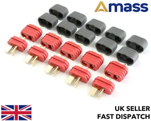 5 Pairs *GENUINE AMASS* Male Female Deans T Plugs with Caps Connectors/Plugs RC - Picture 1 of 5