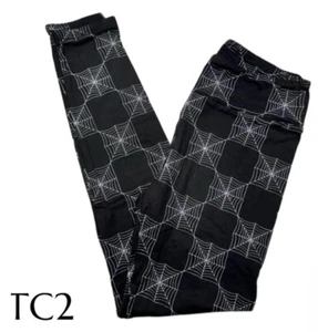 LuLaRoe Womens Leggings Size TC2 Black Spiderwebs 2024 Wicked Cute Plus 18+ NWT - Picture 1 of 3