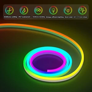 RGB 24V LED Neon Rope Lights Neon LED Strip Waterproof Home Bedroom Lighting - Picture 1 of 28