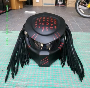 BLACK CUSTOM PREDATOR MOTORCYCLE HELMET - Picture 1 of 12