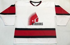 Vtg Athletic Knit Moose Jaw Warriors WHL Hockey Jersey Men XL White Canada Sewn