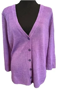 SET of 2 NEW Coldwater Creek Cardigans V Neck Size L Sweaters In Pink & Purple! - Picture 1 of 4