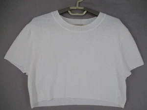 Bec & Bridge Top Womens 12 White Crew Cropped Short Sleeve Basic T Shirt Knit - Picture 1 of 15