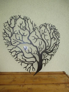 Wanddeko " Baum " aus Metall, Wandbild, Lebensbaum in Herzform - Bild 1 von 2
