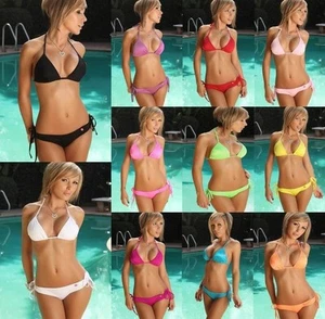 Juego de bikini ""Caliente y sexy"" de verano 2023 colores neón triángulo - Imagen 1 de 12