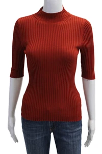 Veronika Maine Damen Basic rot gestreift Stehkragen Langarm Top Gr. S - Bild 1 von 5